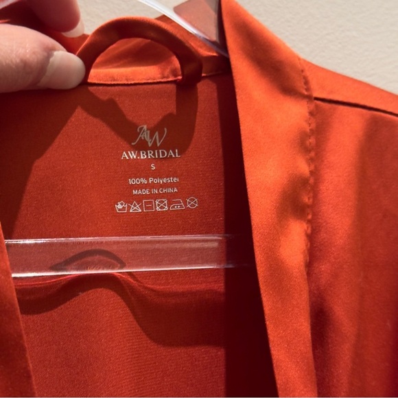 AW BRIDAL Girls' Satin Kimono Robe Flower Girl Bathrobe Kids Size Small Orange - Picture 5 of 8